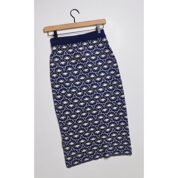 MAX MARA Weekend Magma Knit Pencil Skirt MaxMara Blue Print Knitwear Small - Picture 9 of 16